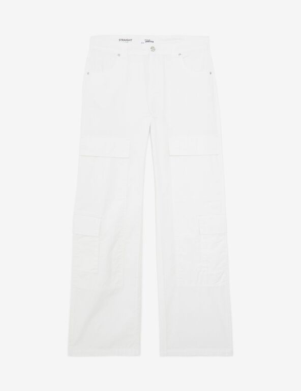 Pantalon straight cargo blanc