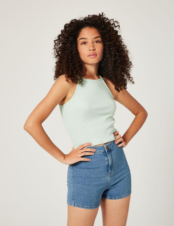 Ribbed cropped vest top teen