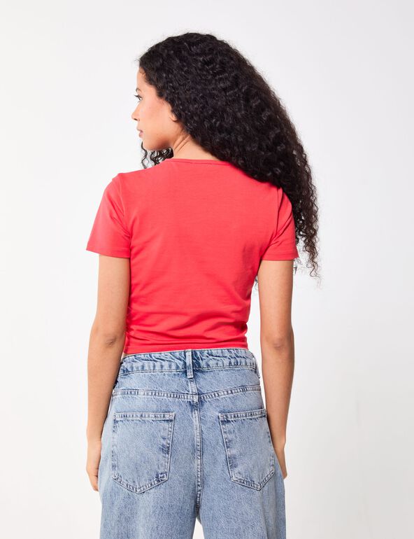 T-shirt à fronces rouge girl