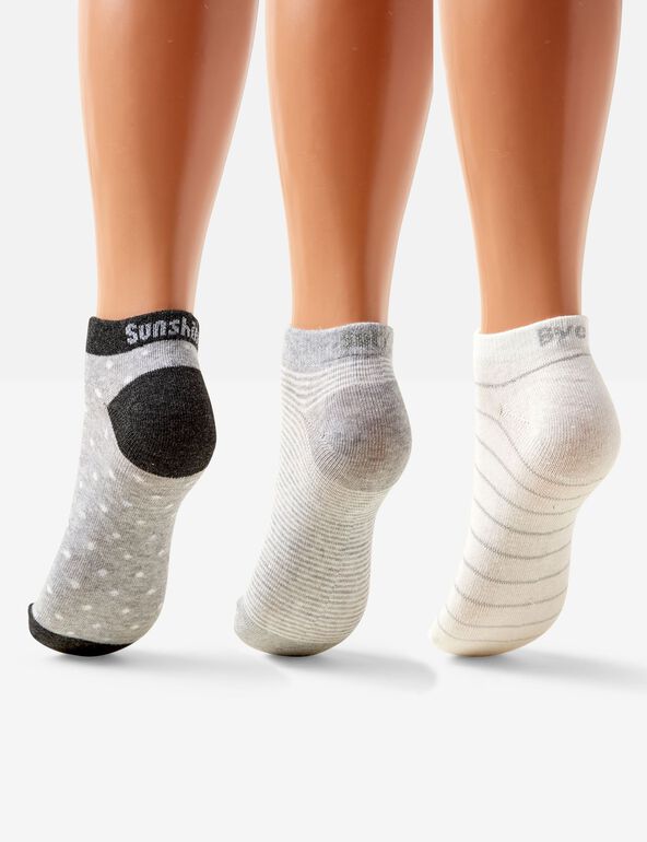 White, grey and charcoal lurex socks teen