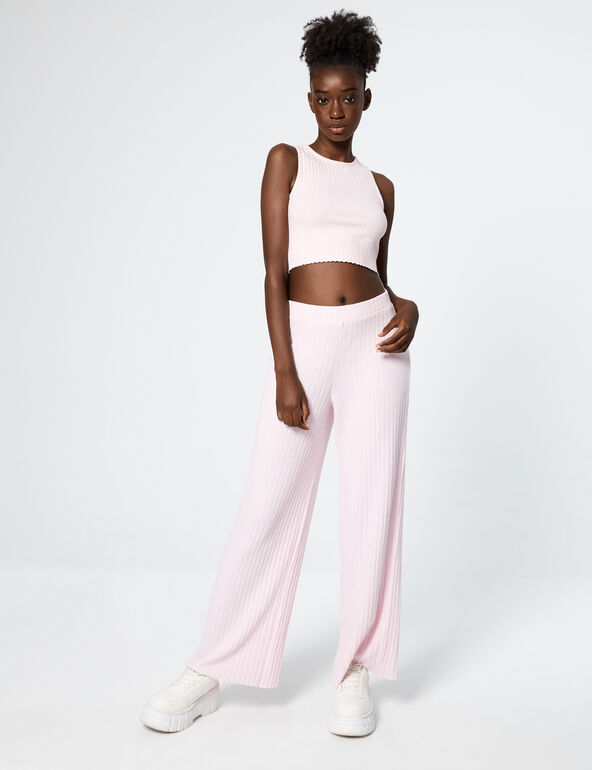 Ribbed wide-leg trousers teen