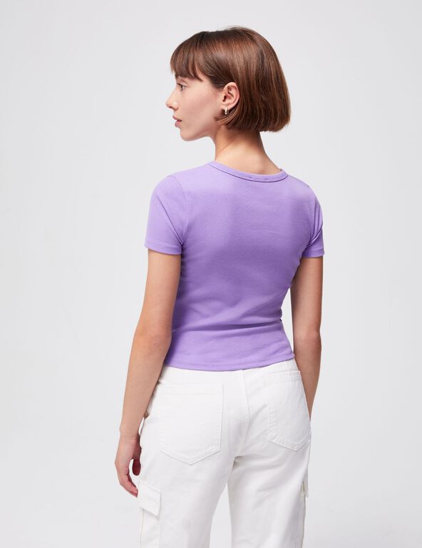 Tee-shirt côtelé basic violet girl