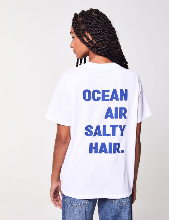 T-shirt oversize blanc message teen