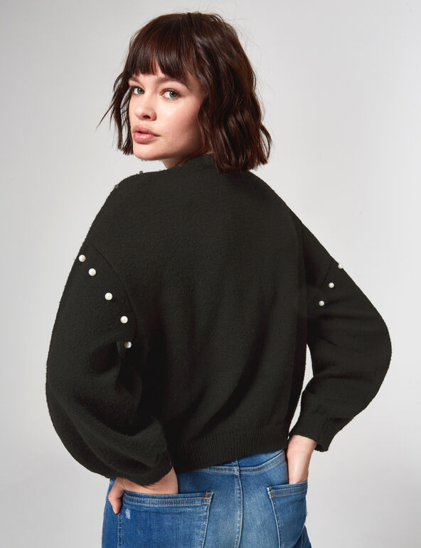 Black jumper with pearl detail girl