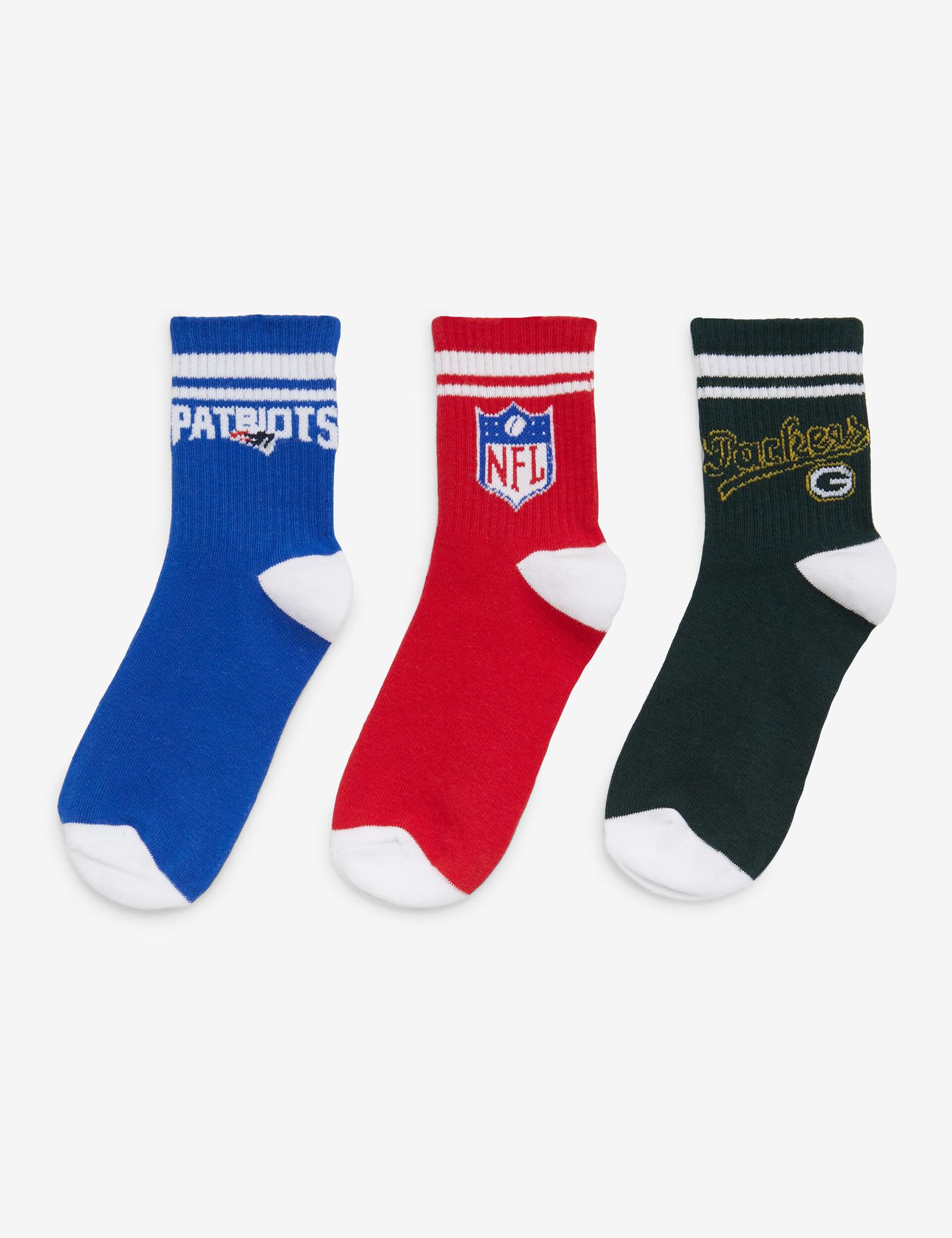 Chaussettes NFL vertes, rouges et bleues