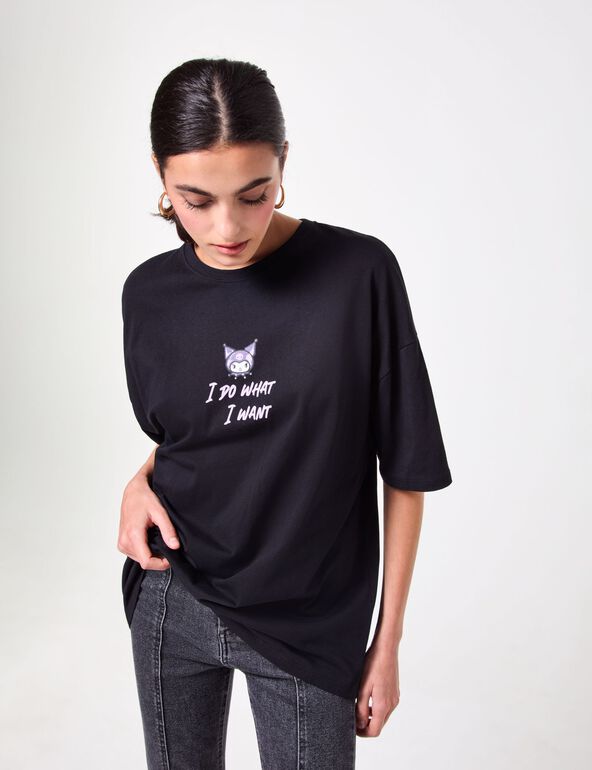 t-shirt over size hello kitty x jennyfer noir à message girl