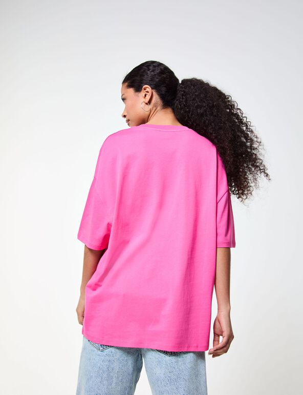 T-shirt basic oversize rose fille