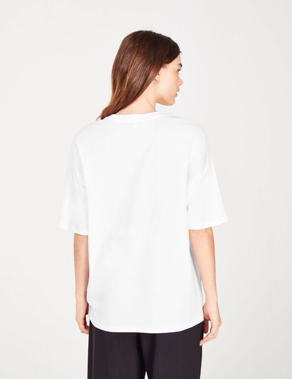 T-shirt oversize blanc à message fille