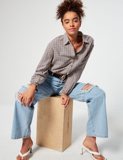 Cropped checked shirt