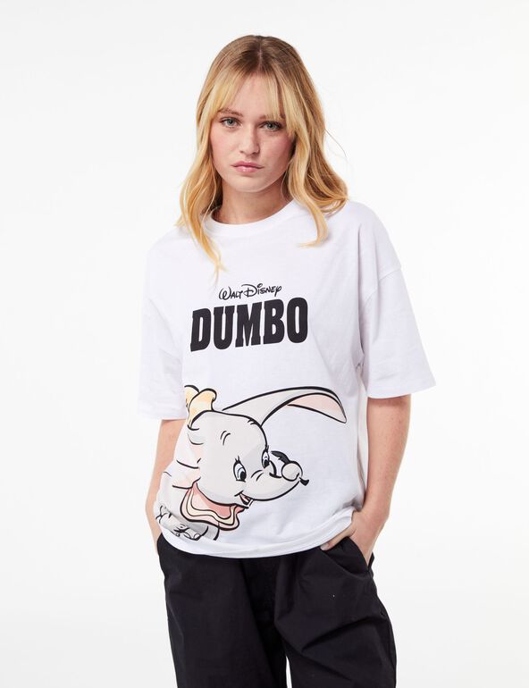 Tee-shirt oversize blanc Disney Dumbo ado