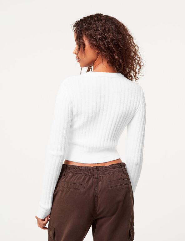 Pull doux blanc fille