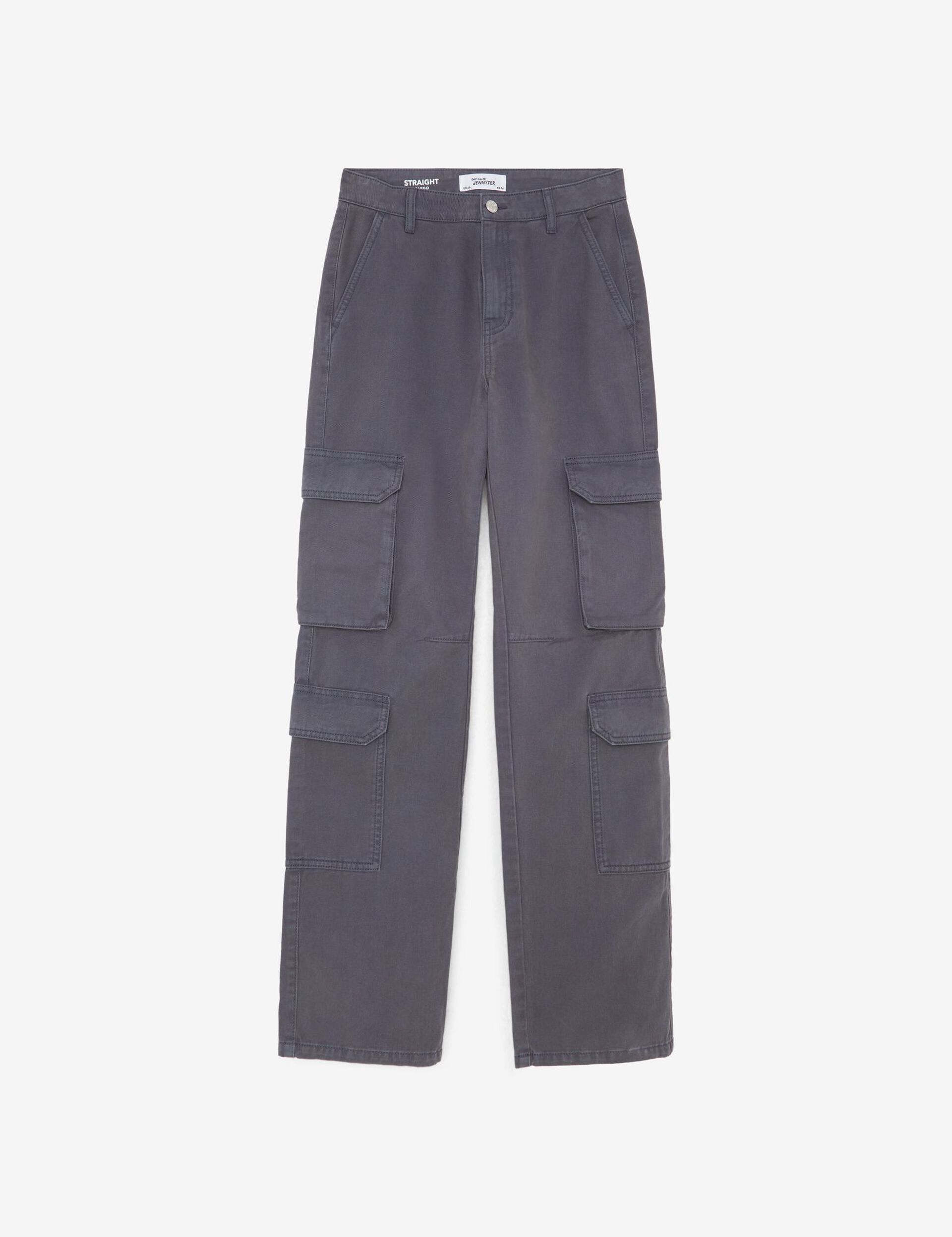 Pantalon straight cargo gris foncé