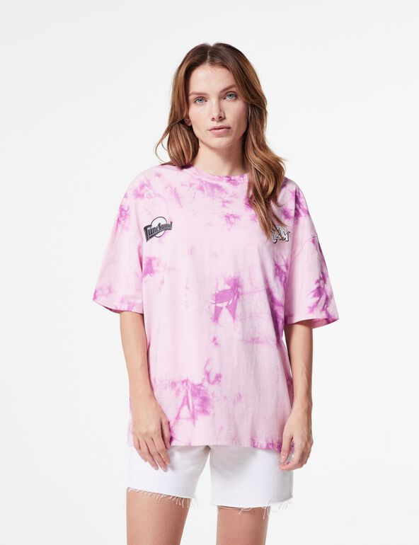 Tee-shirt tie and dye violet et rose Space Jam