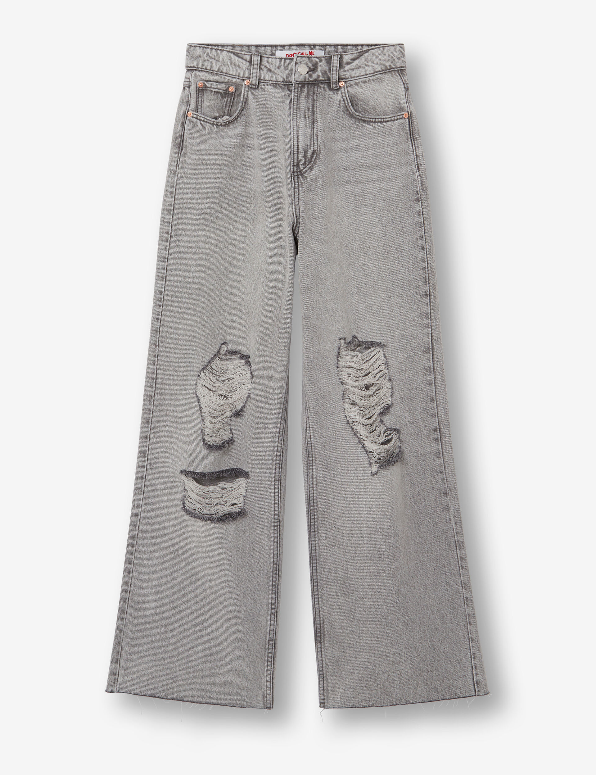 Distressed wide-leg jeans