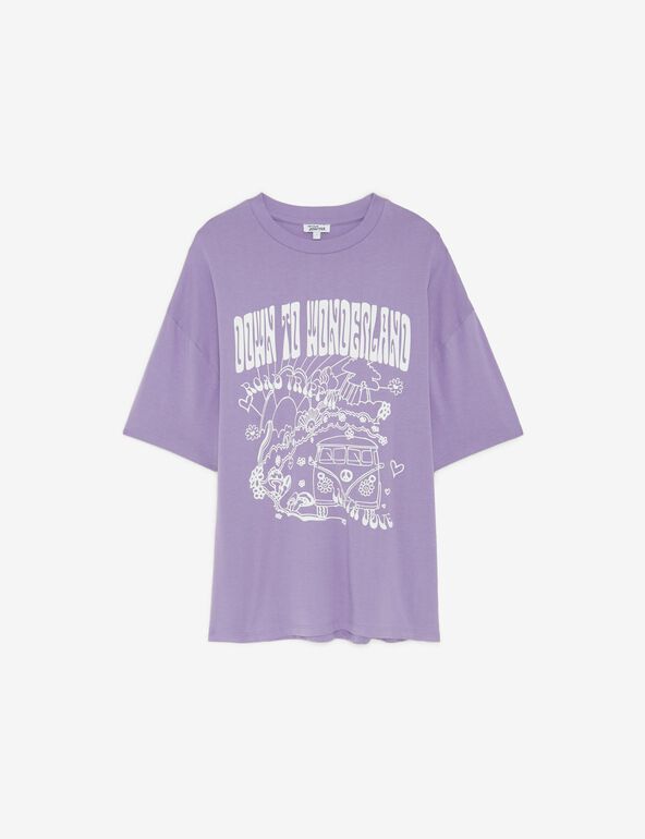 Tee-shirt oversize à message violet