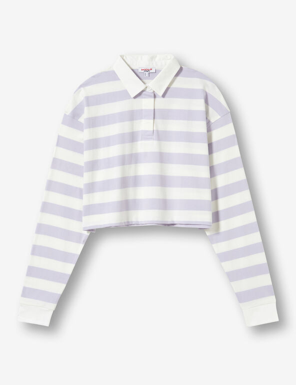 Striped cropped polo shirt