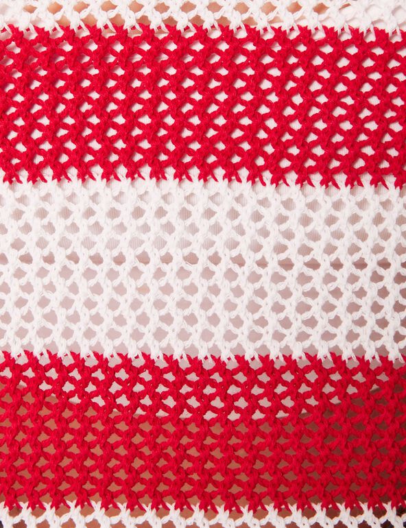 Top en crochet rouge à rayures blanches