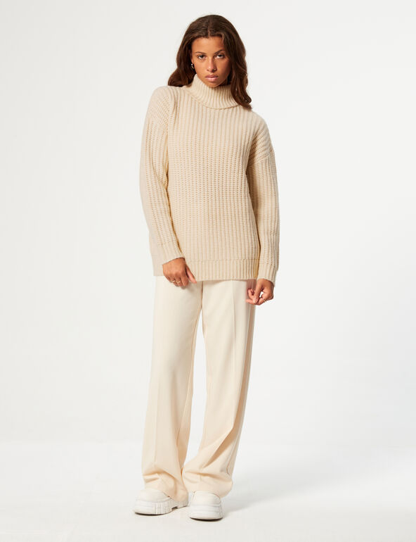 Braided polo-neck jumper woman