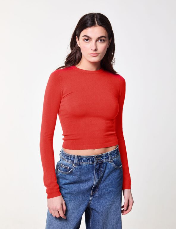 Pull fin rouge vif teen
