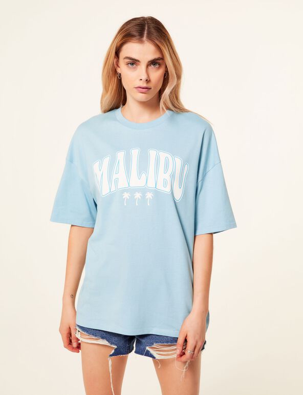 Tee-shirt oversize Malibu bleu ciel teen