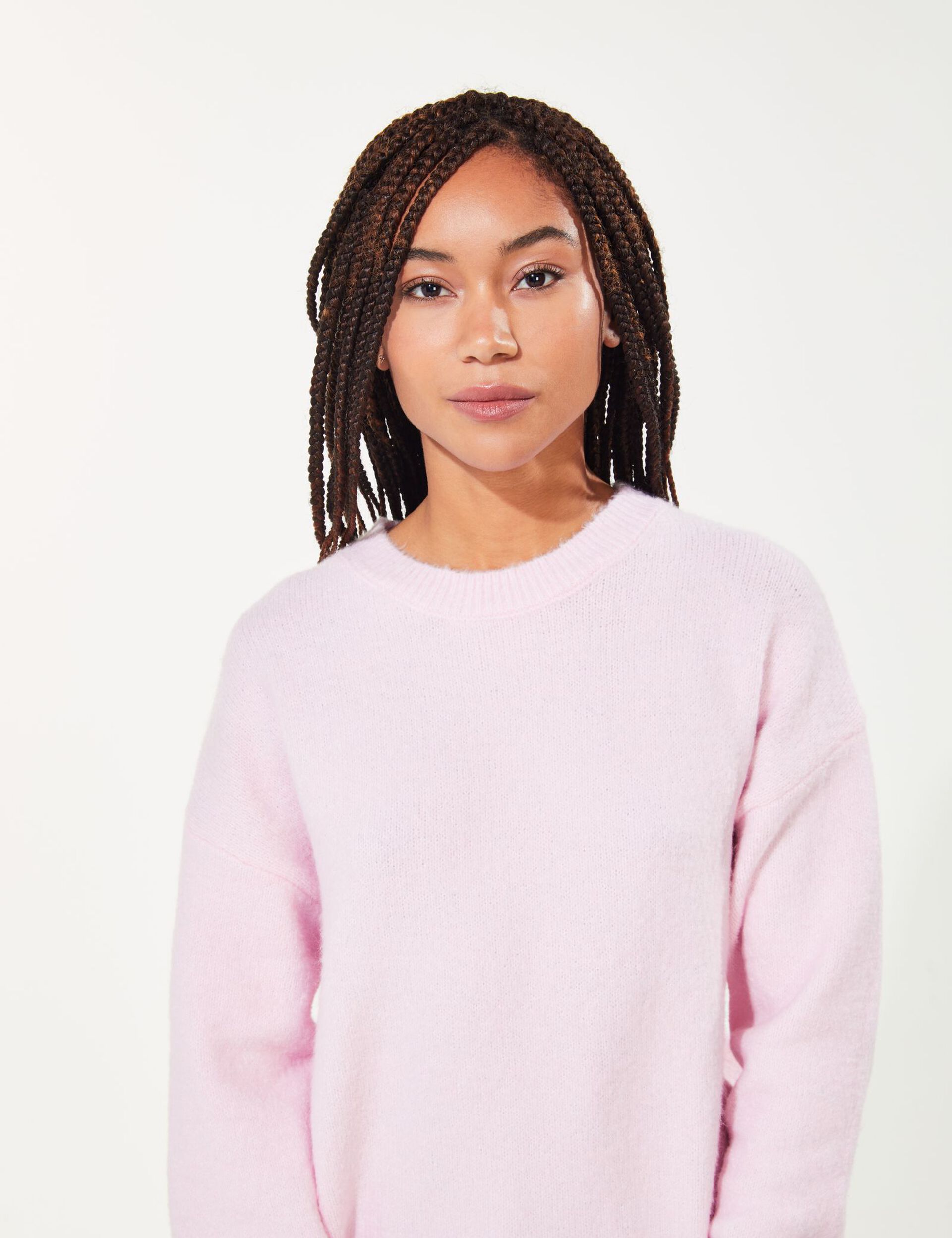 Pull maille rose clair