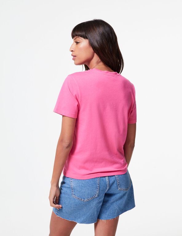 Tee-shirt rose à message fille