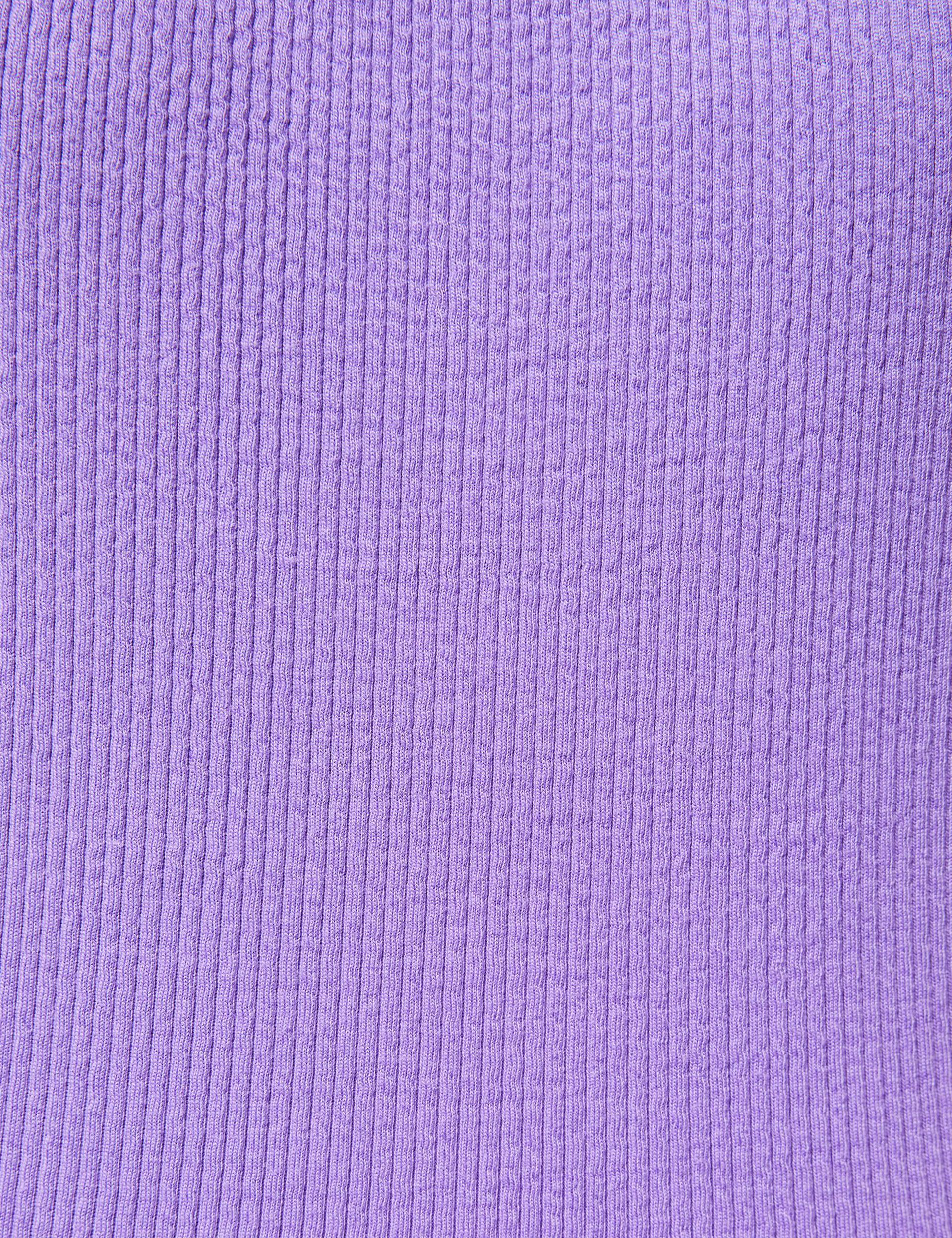 Tee-shirt violet col carré matière gaufrée