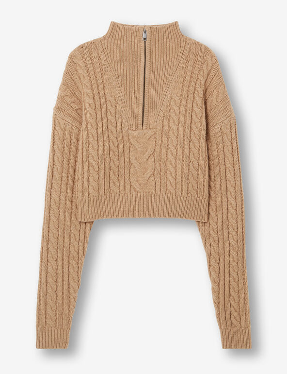 Zip-up high-necked cropped jumper
