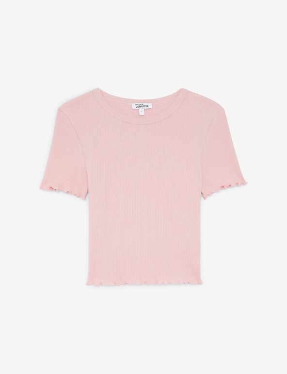 Tee-shirt ajusté gaufré rose malabar
