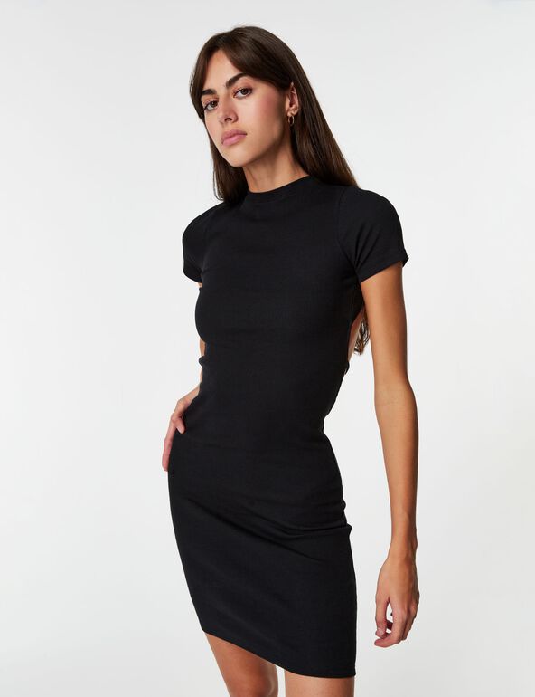 Ribbed dress with cutaway detail
