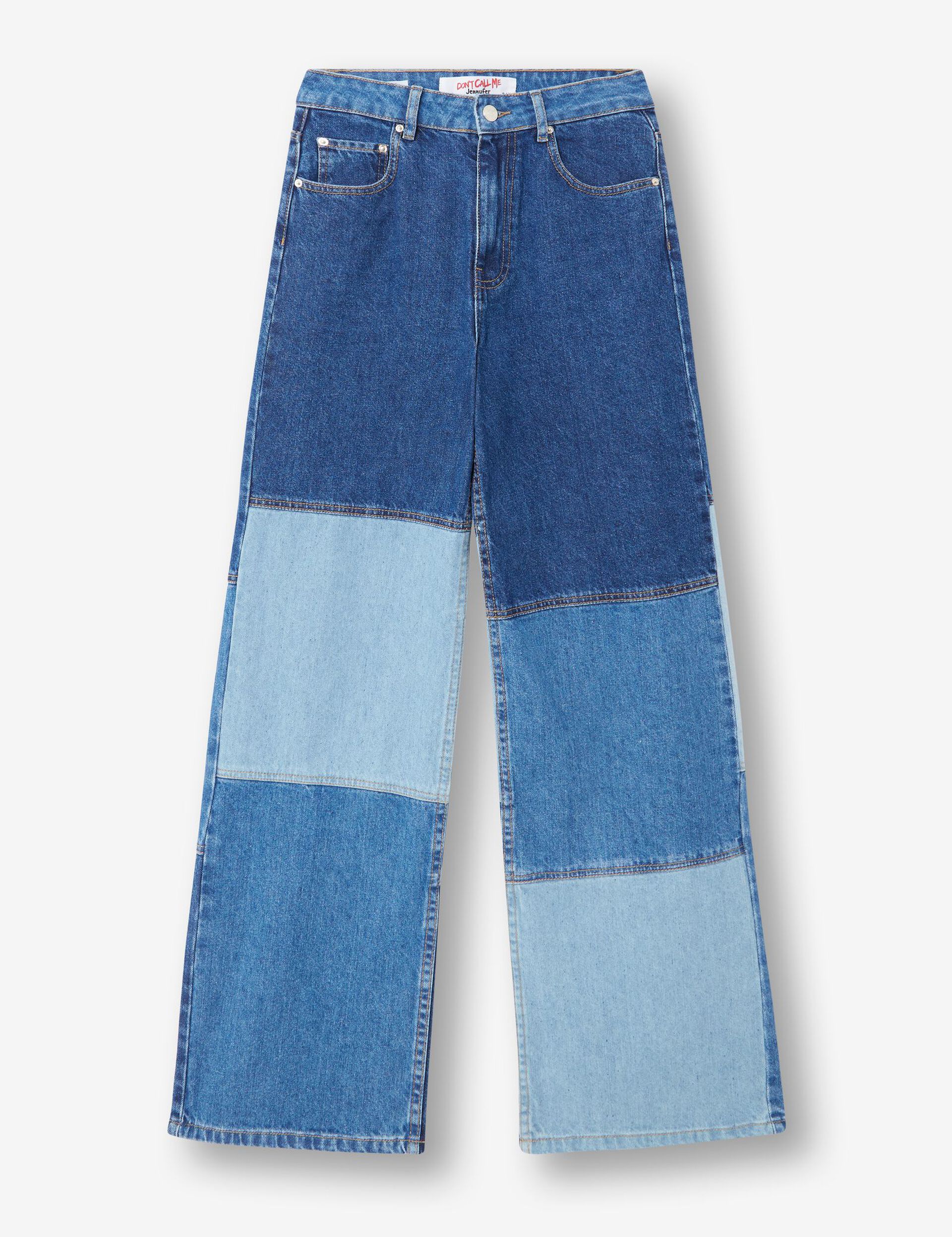 Wide-leg patchwork jeans
