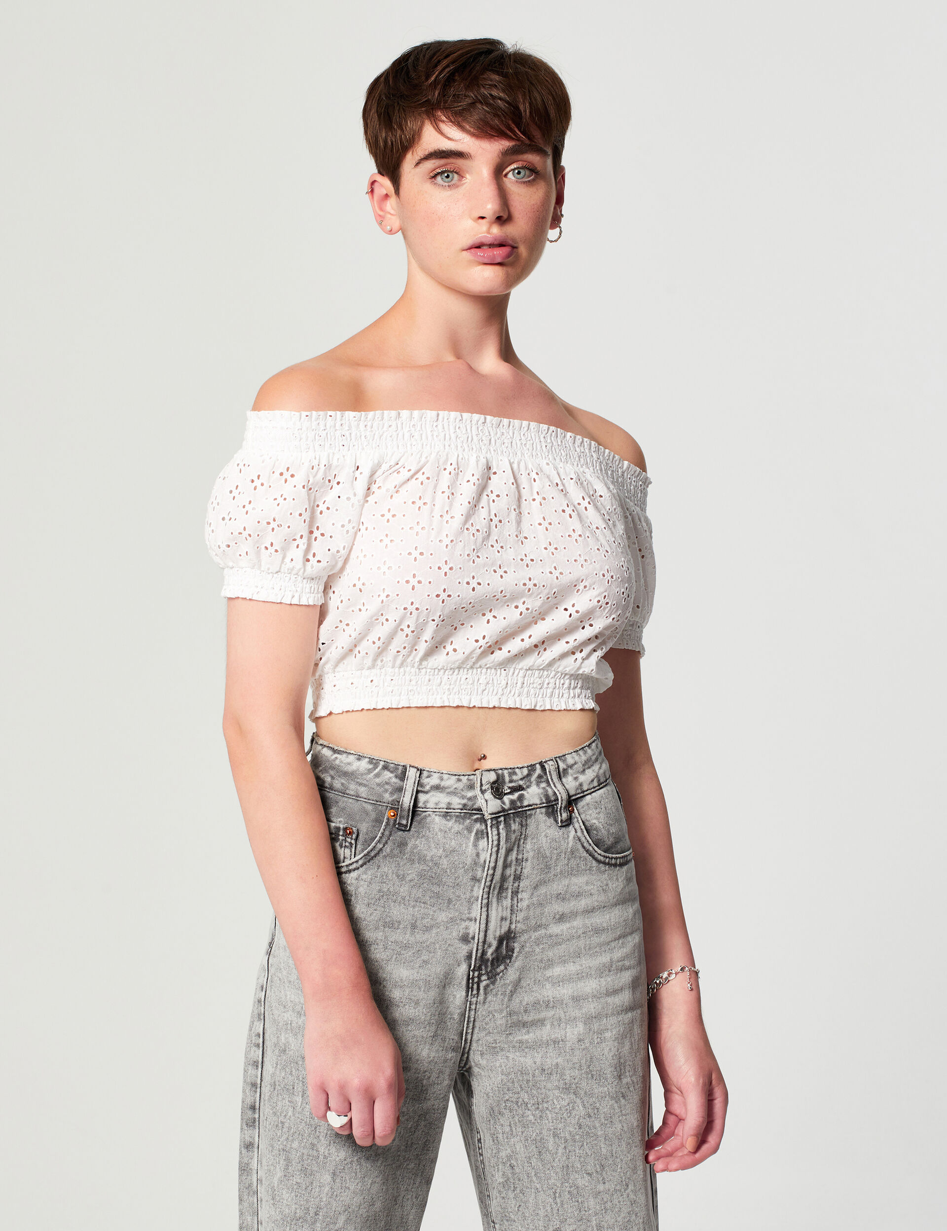 Broderie anglaise crop top