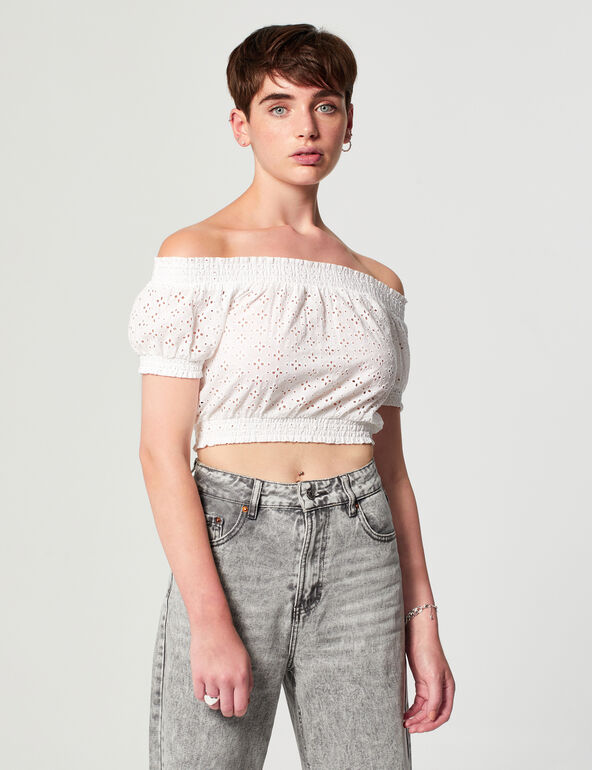Broderie anglaise crop top woman
