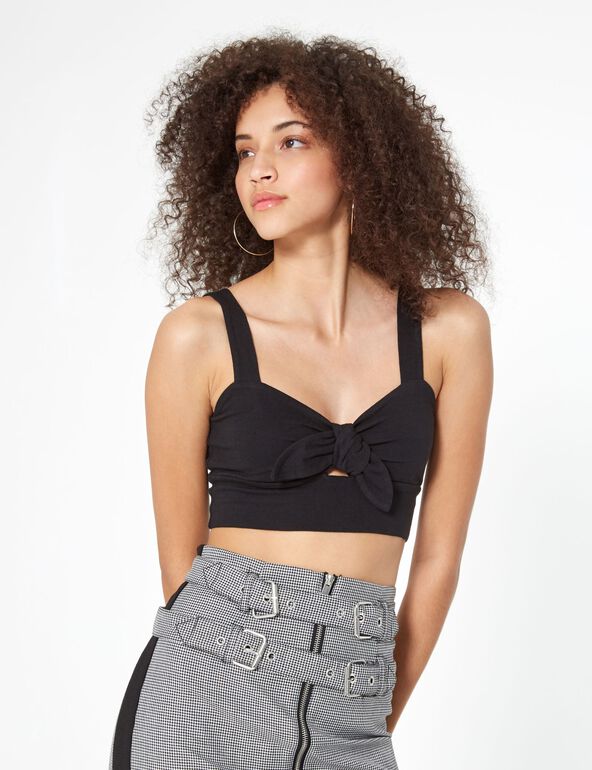 Black crop top with knot detail teen