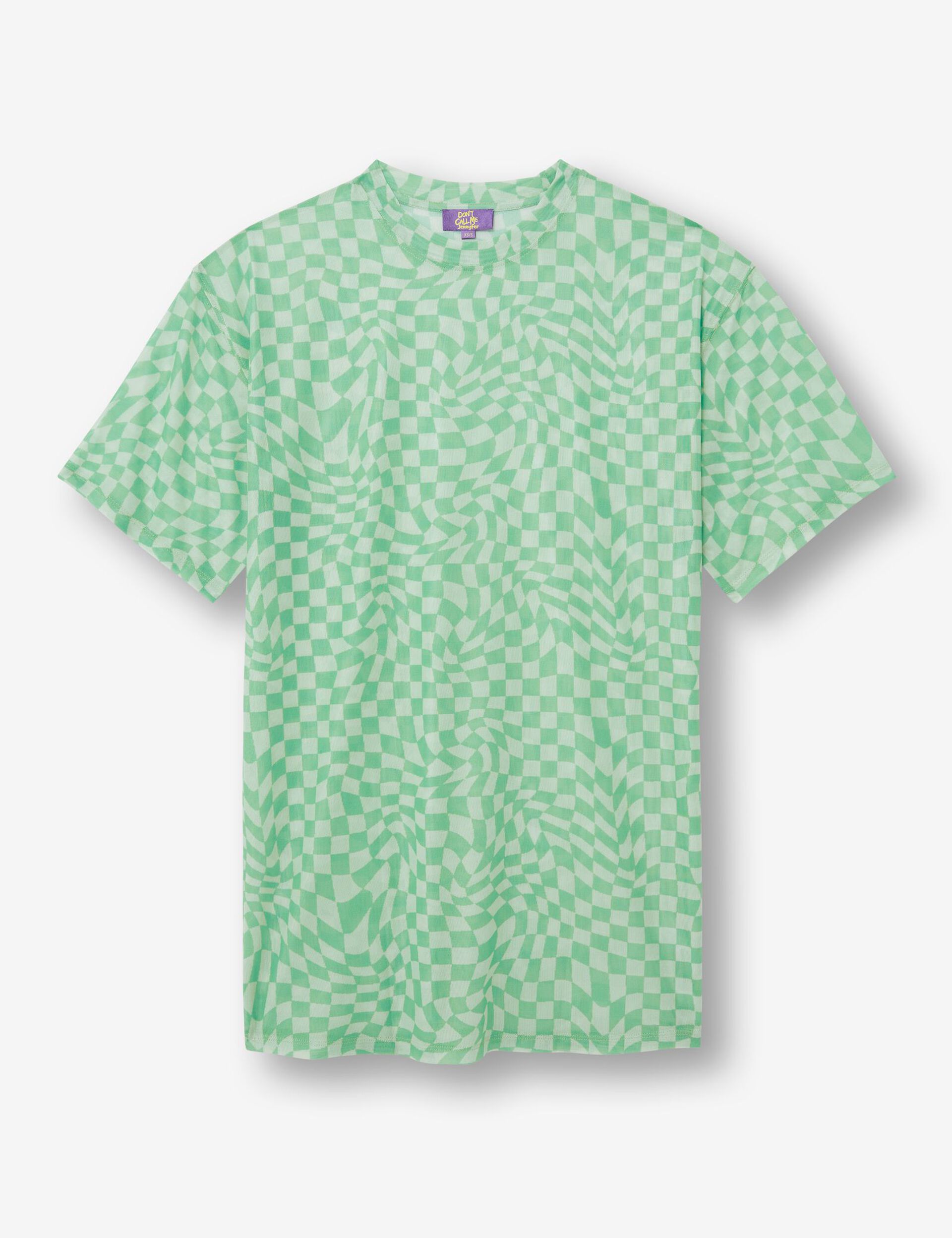 Tee-shirt long mesh à carreaux