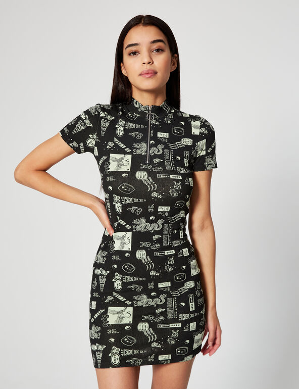 Zipped printed dress teen
