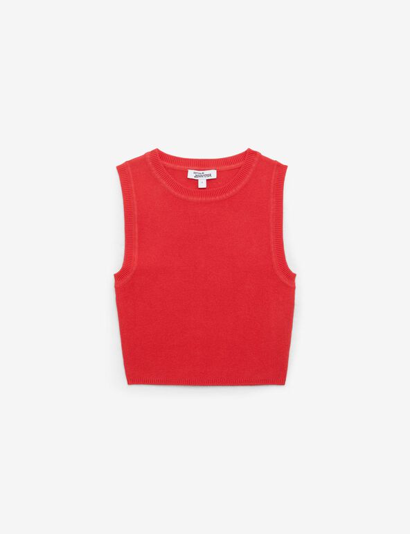 Pull court sans manches rouge vif teen