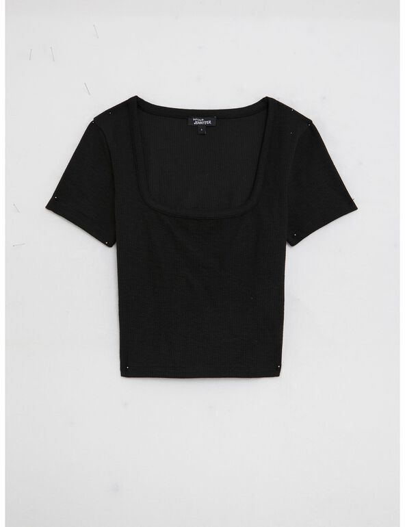 Tee-shirt encolure carrée noir