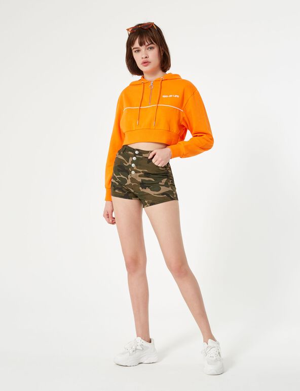 Basic khaki camouflage high-waisted shorts teen