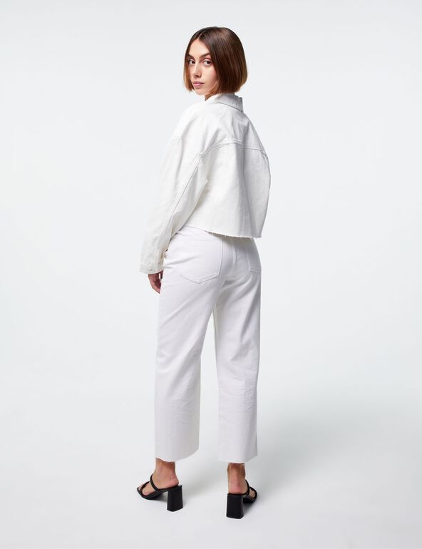 Jean straight cropped blanc fille