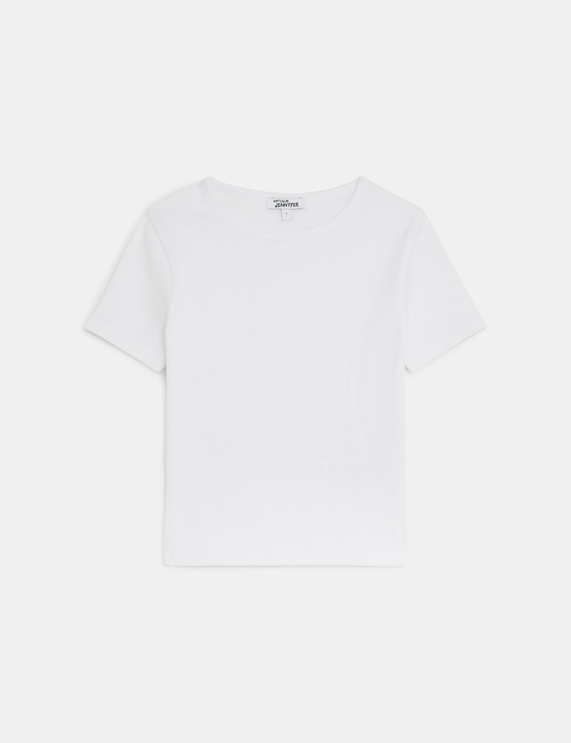 Tee-shirt basic blanc côtelée