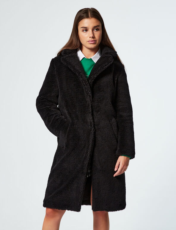 Long faux-fur coat 