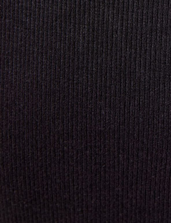 Robe longue côtelée noire avec découpes
