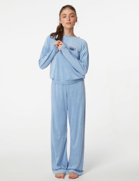 Pyjama long Stitch bleu clair ado