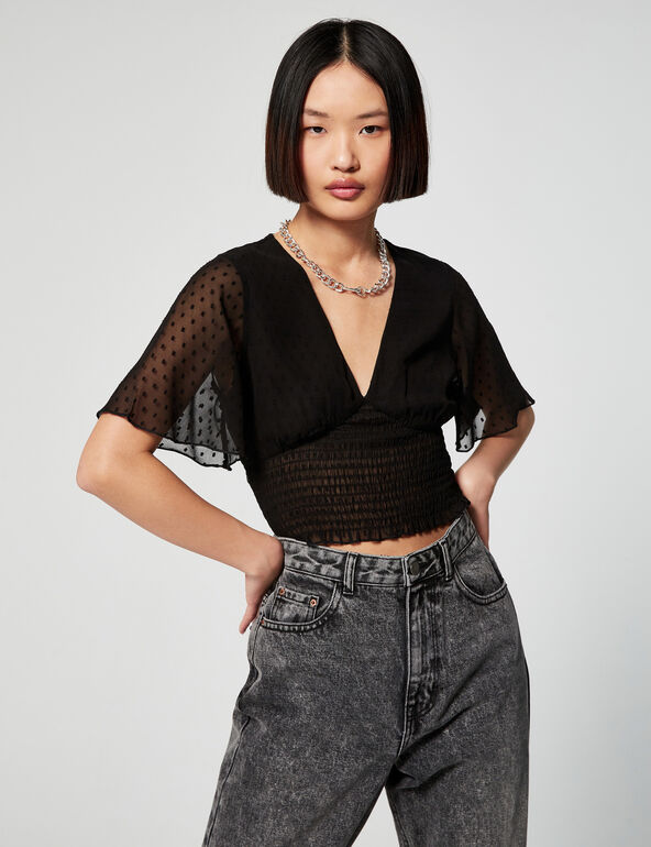 Smocked cropped top girl