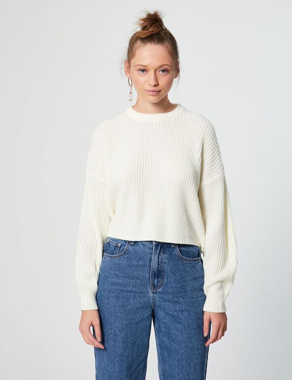Cable-knit cropped jumper teen