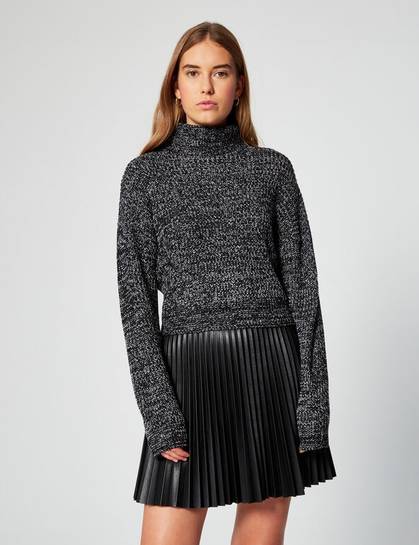 Cable-knit polo-neck jumper teen