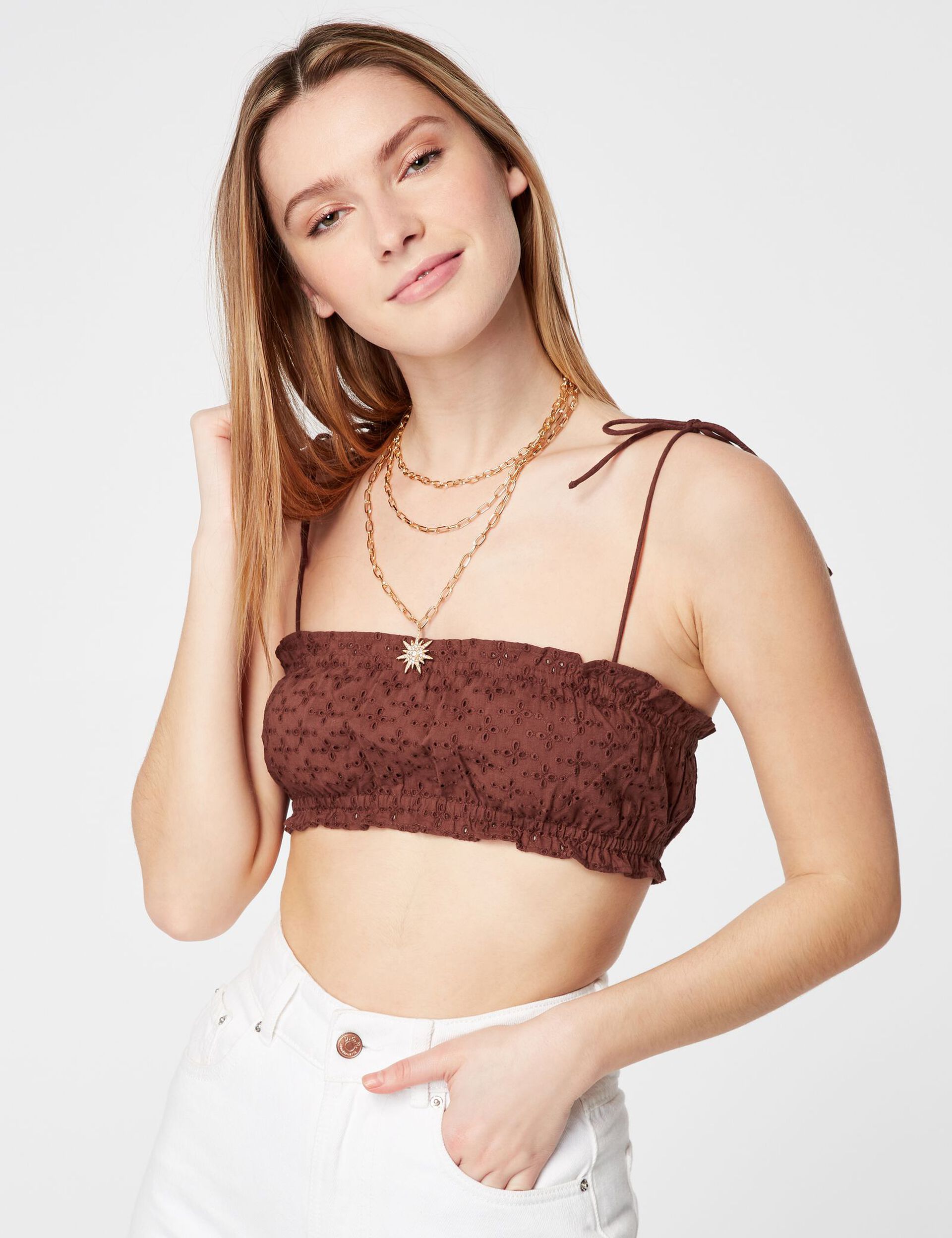 Top bustier broderie anglaise
