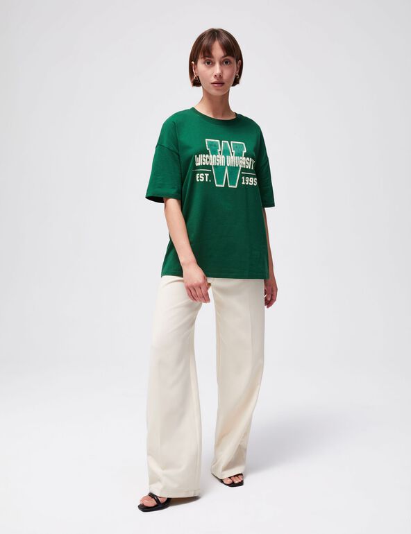 Tee-shirt vert Wisconsin University femme