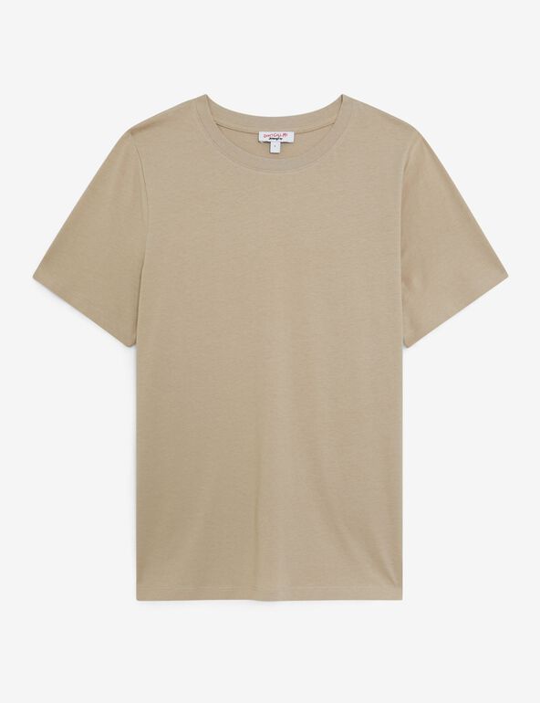 Tee-shirt basic col rond beige
